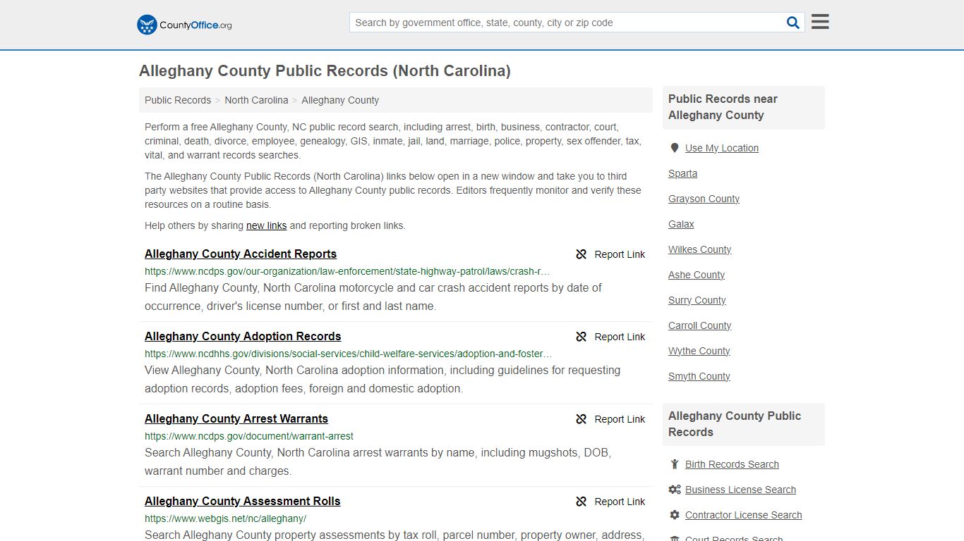 Alleghany County Public Records (North Carolina) - County Office