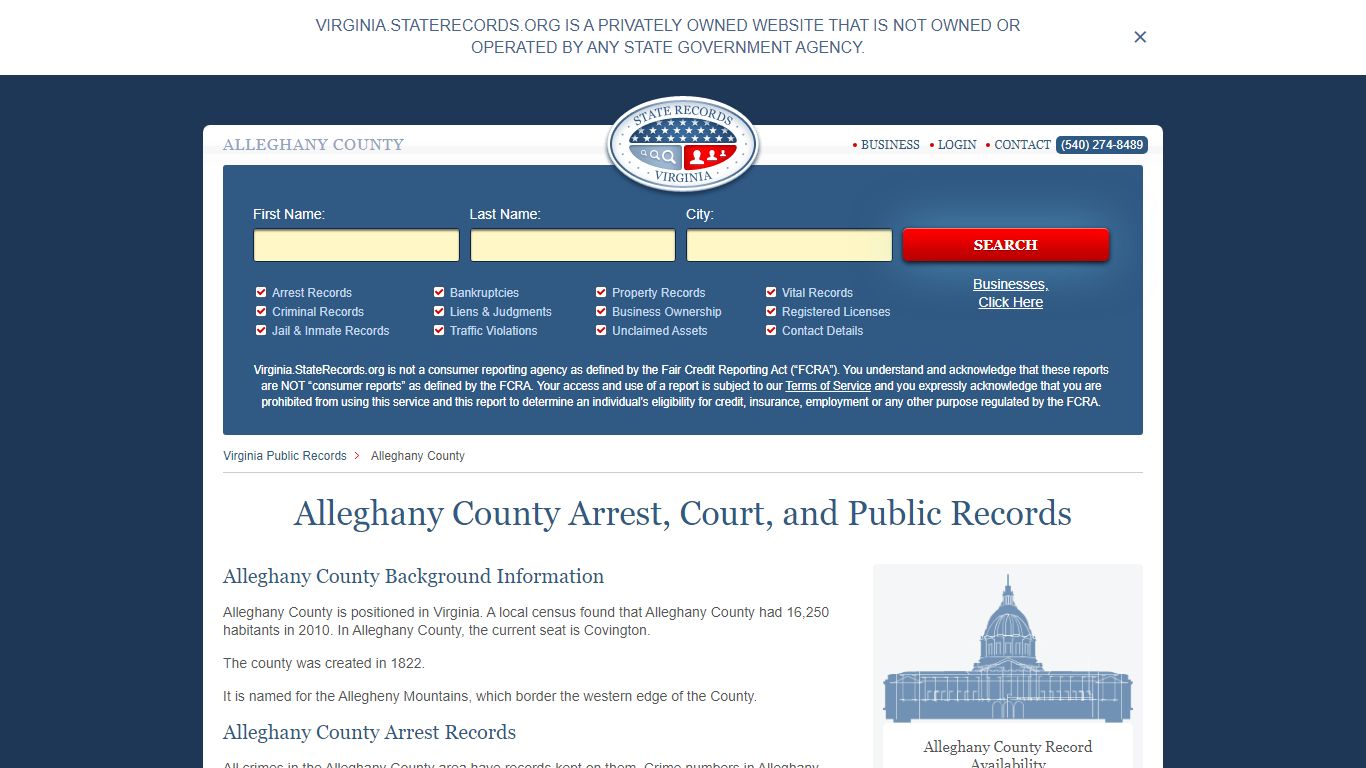 Alleghany County Arrest, Court, and Public Records